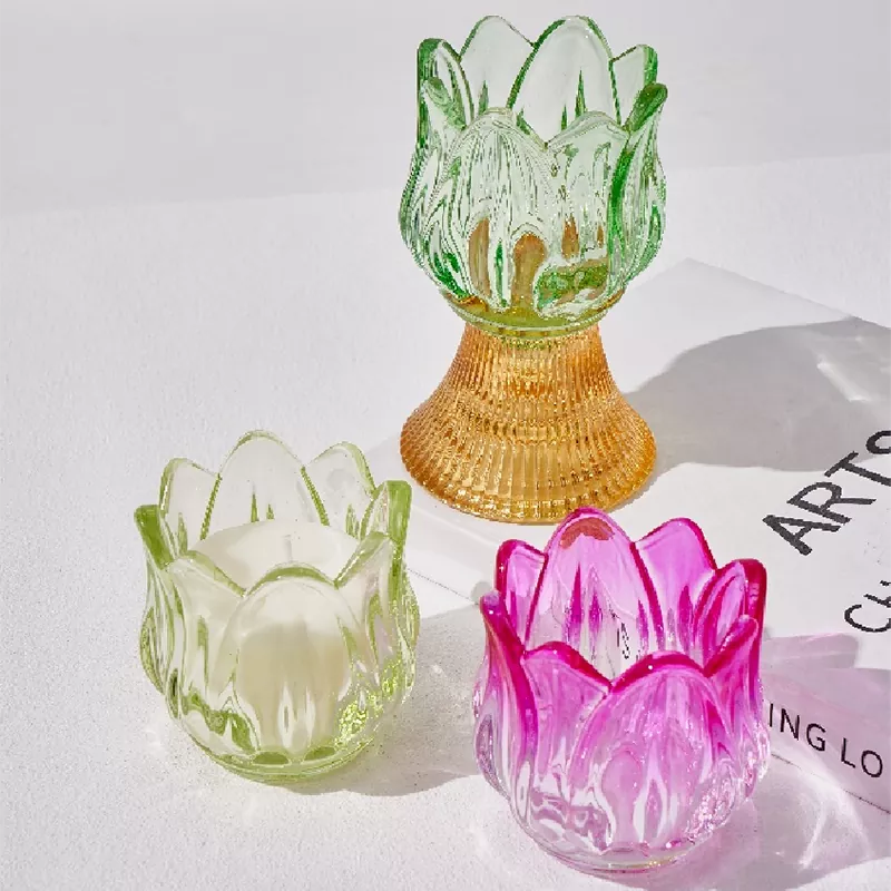 Обојени Мервеиллес Флорале Стаклени свећњак Обојени Мервеиллес Флорале Стаклени свећњак